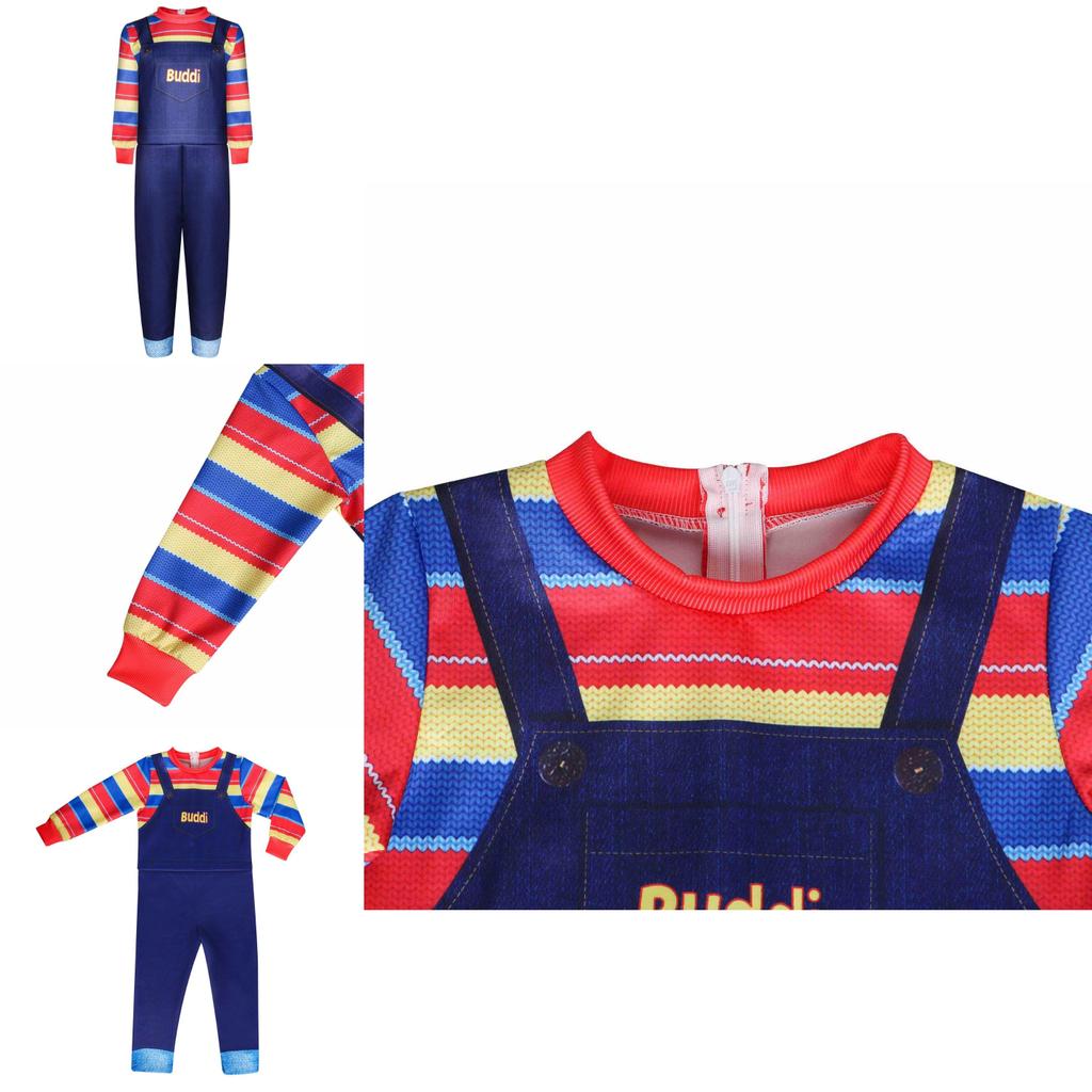 ילדים משחק ילדים צ'אקי קוספליי תחפושת אימה אוברול למסיבות ליל כל הקדושים