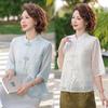 2026 Chinese Style Summer Blouse: Stylish Short-Sleeved Top for Middle-Aged and Elderly Women