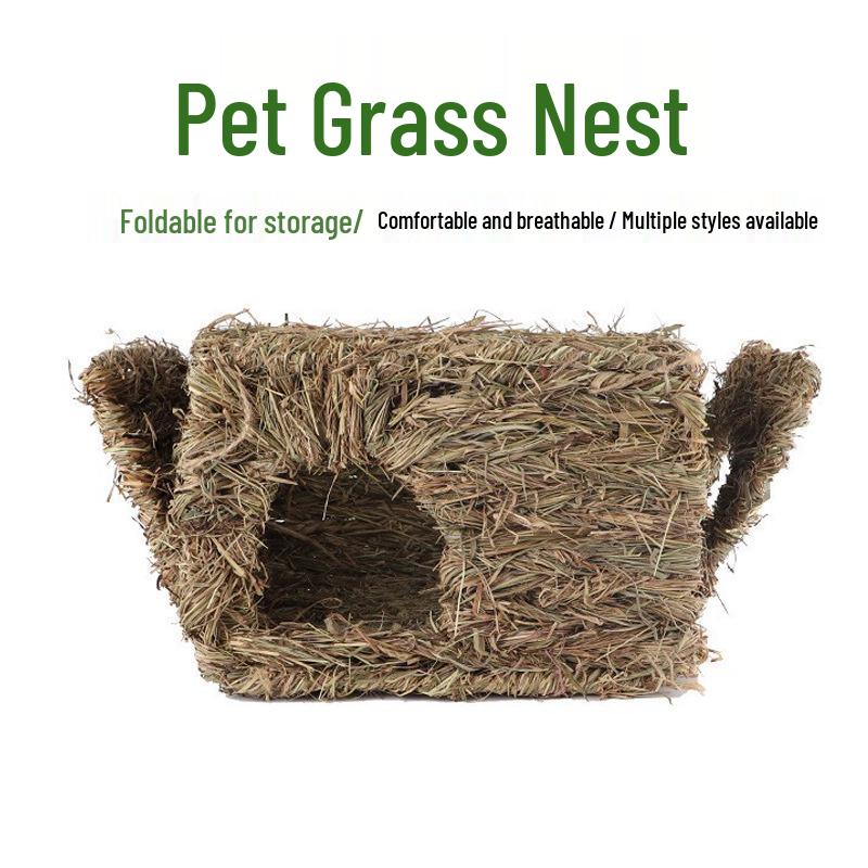 Hand-Woven Ficus Carica Foldable Pet House for Guinea Pigs & Rabbits