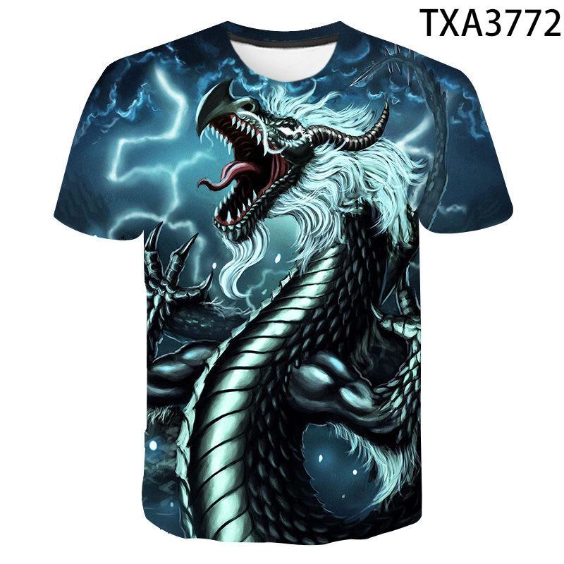 

3D цифровая печатная футболка с круглым вырезом и коротким рукавом с рисунком дракона для мужчин и женщин, повседневные футболки для пар в стиле панк S