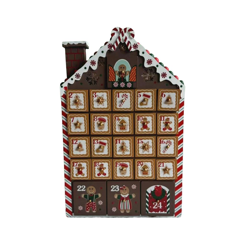 24-Day Christmas Gingerbread Chocolate Wooden House Countdown Calendar Christmas Decorations Home Crafts Ornaments