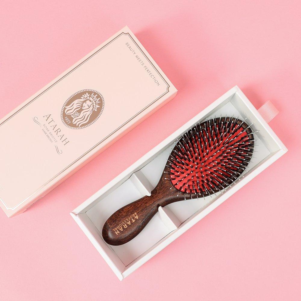 Atarah Donmo Cushion Wooden Compact Hair Brush AT-PWCB
