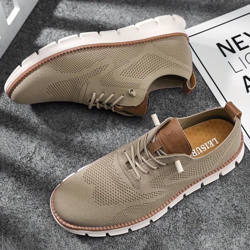 Heren Modieuze Gebreide Ademende Wandelschoenen, Modieuze Antislip Casual Schoenen, Herenschoenen