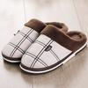 Men's Slippers Winter Sewing Suede Indoor Shoes For Male Gingham Plush Home Cozy Home Slippers Man
