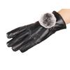 New Autumn and Winter Women's Sheepskin Gloves, Velvet Warm Leather Rex Rabbit Hairball Riding and Driving Leather Gloves
