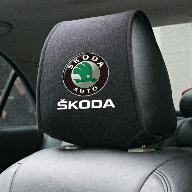 AAAJI1 Car Headrest Cover Dustproof Cover For Front Seat Head Rests For Skoda Octavia 3 2 Superb 3 Kodiaq Fabia Kamiq Karoq Accessories