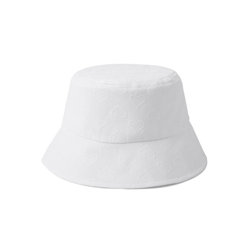 

Hat Versatile Style Sweet Solid Color Heart Womens Sunshade Hatscaps Fisherman білий