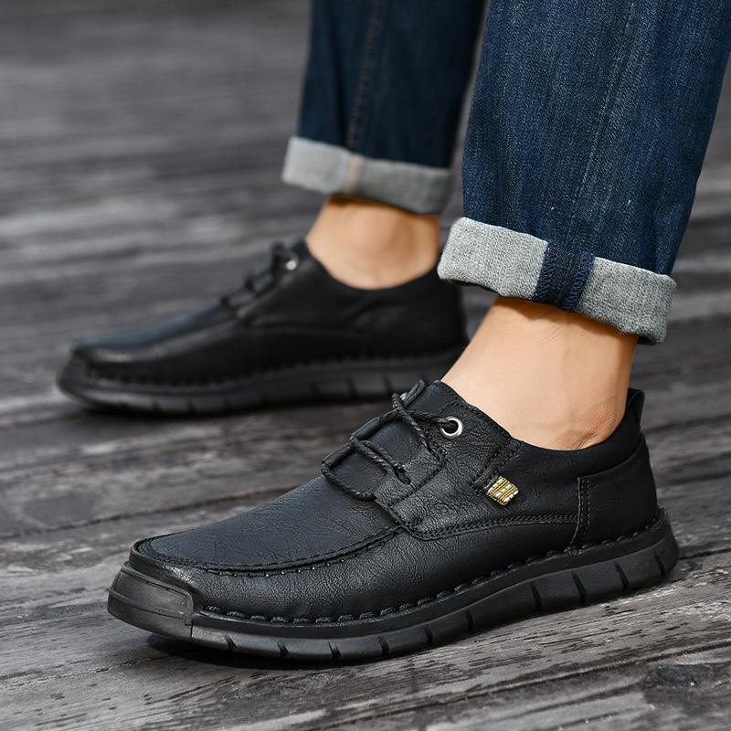New Men's Casual Shoes Handmade Leather Loafers Comfortable Men's Shoes Leather Flat Moccasins Men Sneakers