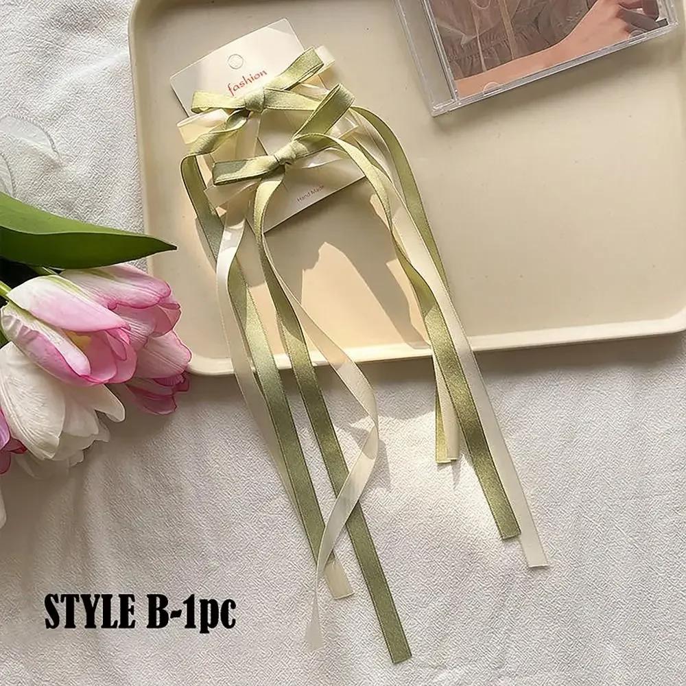 One Piece Sweet Bow Ribbon Hair Clip Rhinestone Headdress Tassels Hairpin Hair Accessories Hair Clip Women