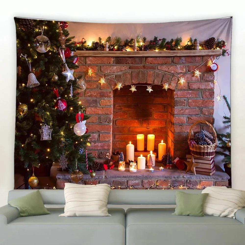Christmas Cartoon Style Tapestry Bedroom Living Room Home Christmas Decoration Tapestry