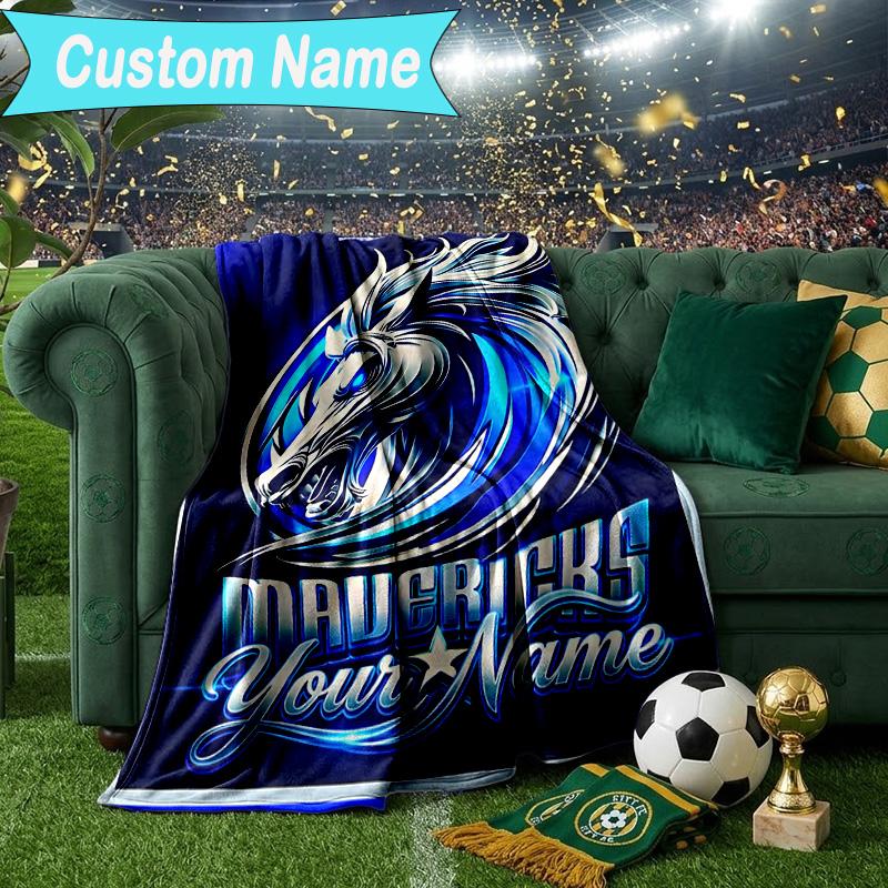 Custom Name Blanket MAVERICKS BASKETBALL TEAM Blanket Bedding Blanket for Travel, Camping, Living Rooms, Offices, Sofas, Fan Christmas Gift