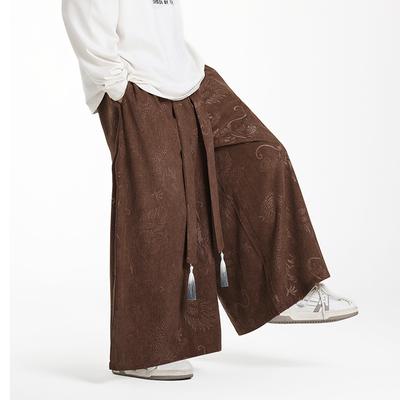 Pantalon Homme Printemps 2025 Velours Côtelé Jambe Large Homme Femme Styles Chinois Pantalon Ample Décontracté Jacquard Dragon Hip Hop Pantalon Homme Streetwear
