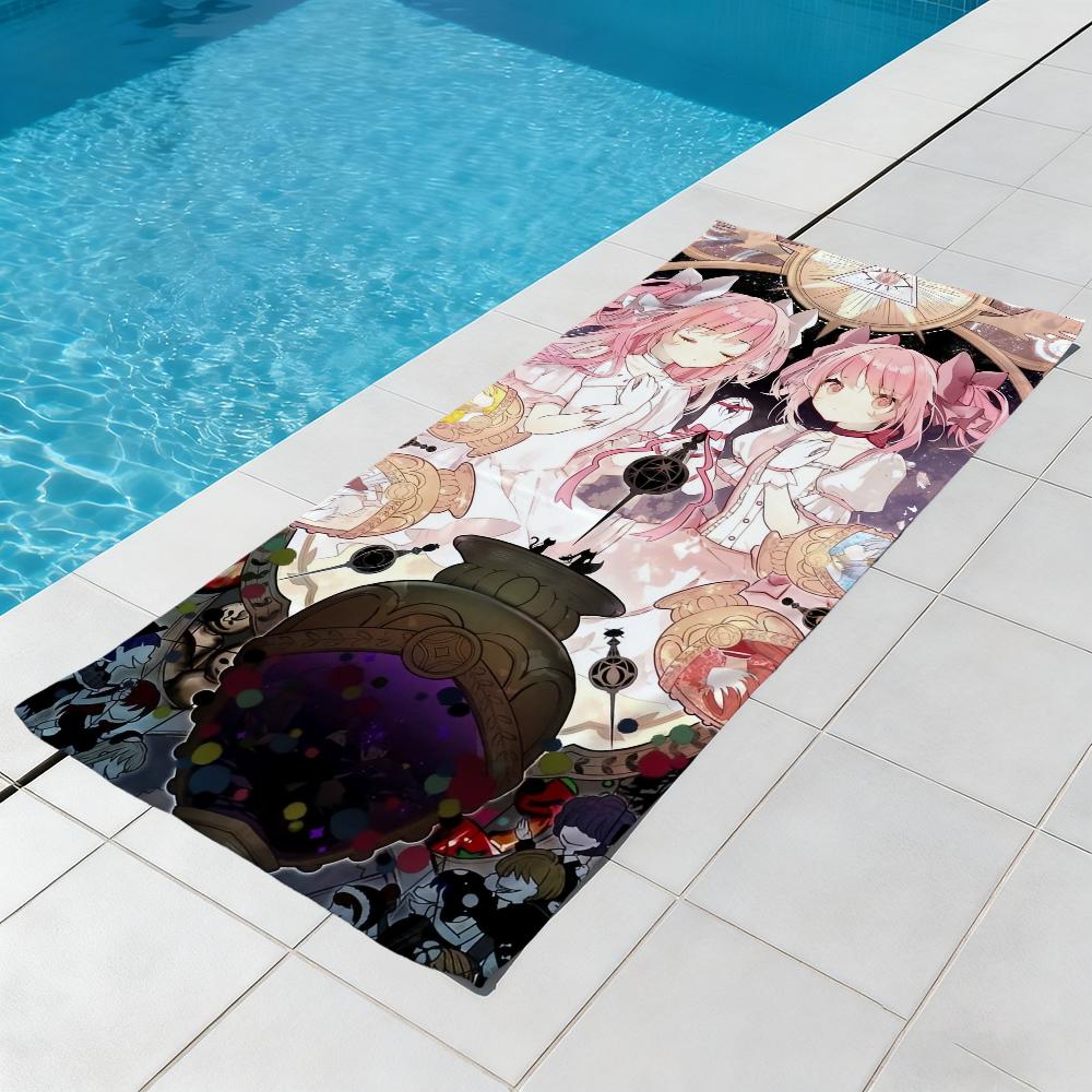 M-magi M-mado-ka M-magica Cartoon Towel Large Quick-Drying Microfiber soft Beach Towel for Travel Fitness Sauna Bathing Camping