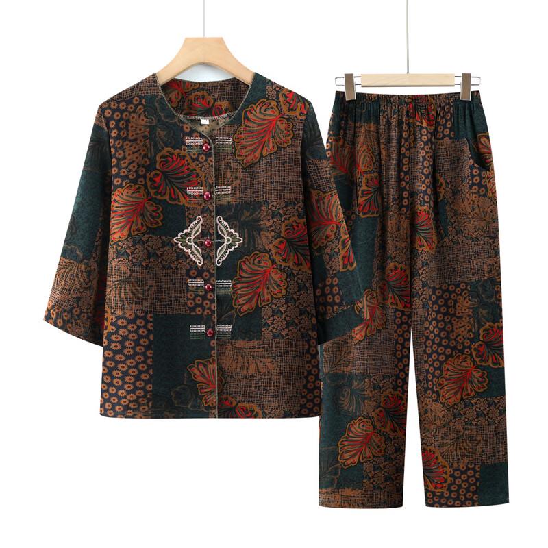 Elderly Women's Breathable Spring Summer Cardigan Set