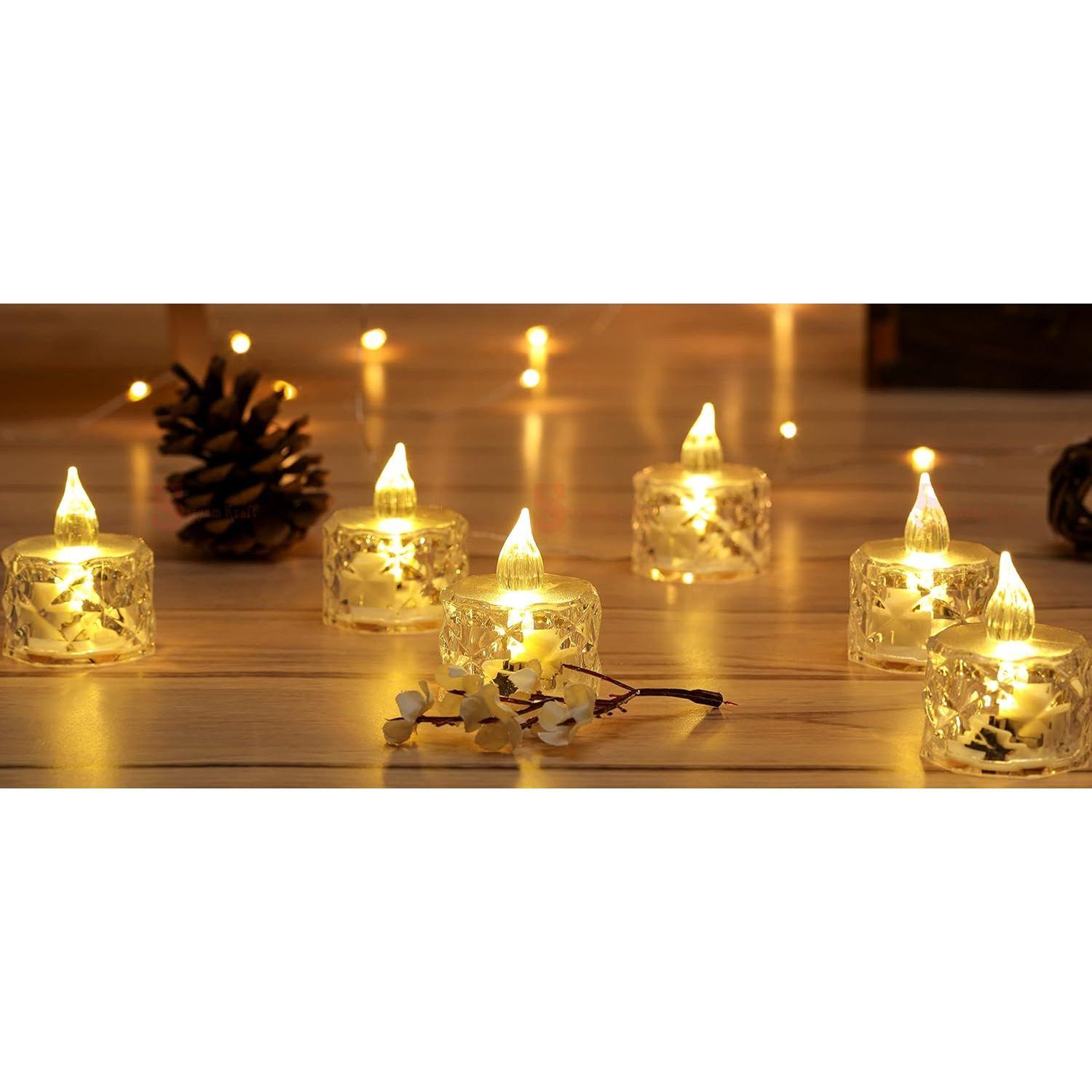 

6 Pcs LED Tea Light Candles | Flameless & Smokeless Diya | Decorative Acrylic Candle | Home Decor, Christmas Decoration Item