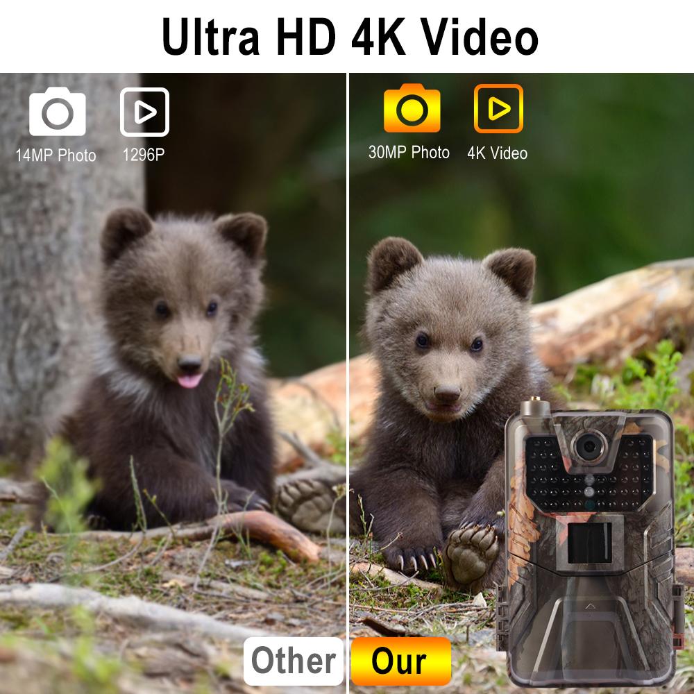 Outdoor-4K-Live-Video-App, Wildkamera, Cloud-Service, 4G, 36 MP, Jagdkameras, Mobilfunk, mobil, kabellos, Wildtier-Nachtsicht