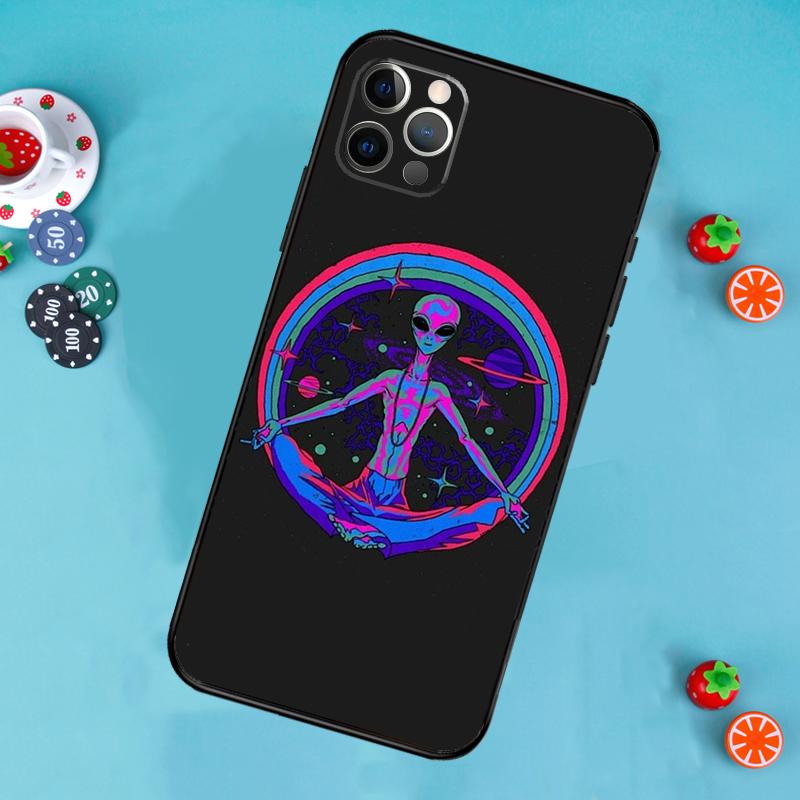 Alien Kawaii Art Phone Case For iPhone 17 Air 15 14 13 12 11 16 Pro Max 13 12 Mini 15 16 Plus 16e Cover Funda