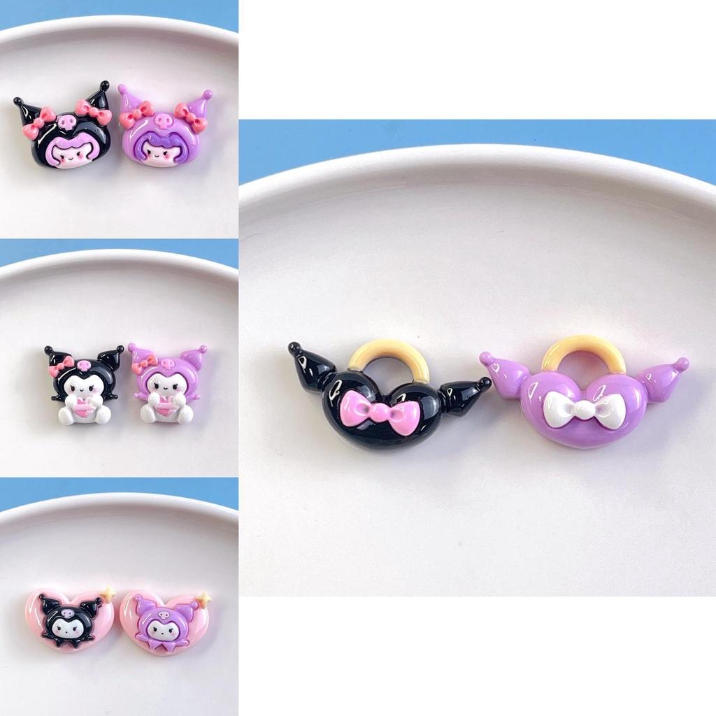 Kreskówkowe Fioletowe Ryżowe Akcesoria z Żywicy Do Rękodzieła DIY, Gumki do Włosów i Spinki do Włosów