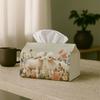 1pc Adorable Easter Lamb Design Tissue Box, Measuring 10.92*12.95*17.78 Cm - Featuring Two Lambs In a Spring Floral Meadow, Perfect for Wedding, Birth