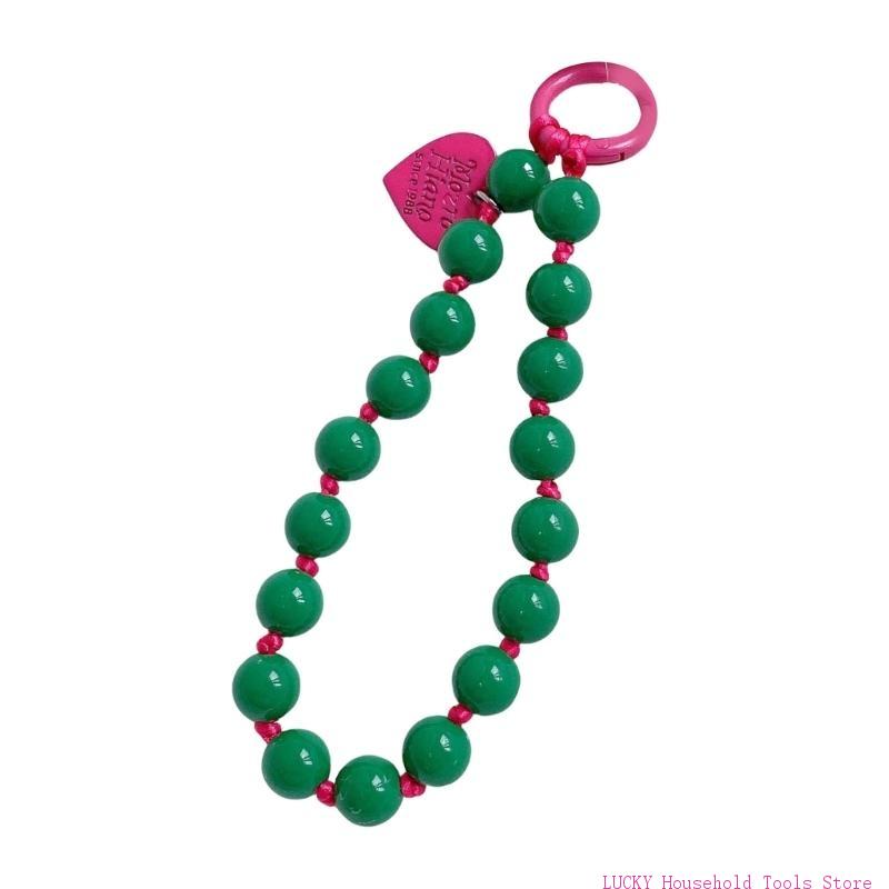 

J0MC Colorful Love Heart Beadeds Phone Chain Pendant Charm Straps Cord for Phone Bag Universal Girl Hanging Rope
