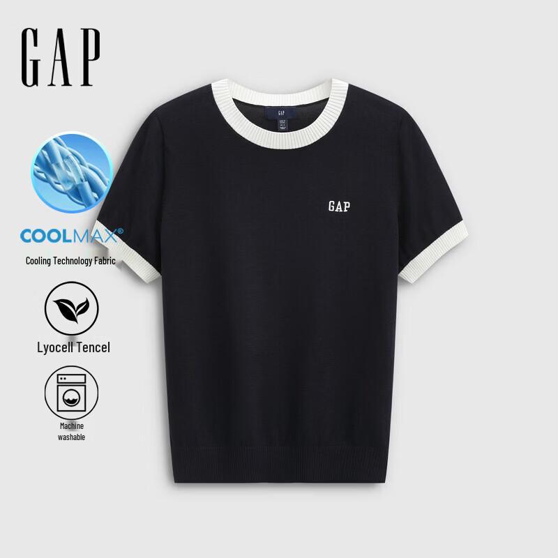 GAP Women s Logo Embroidered Tencel Cool Short Sleeve Knit Top 170/92A