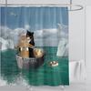 Cat dog funny Cartoon Creative Personality shower curtains Cute 3D Printed pvc fabric with hooks waterproof bathroom decoration