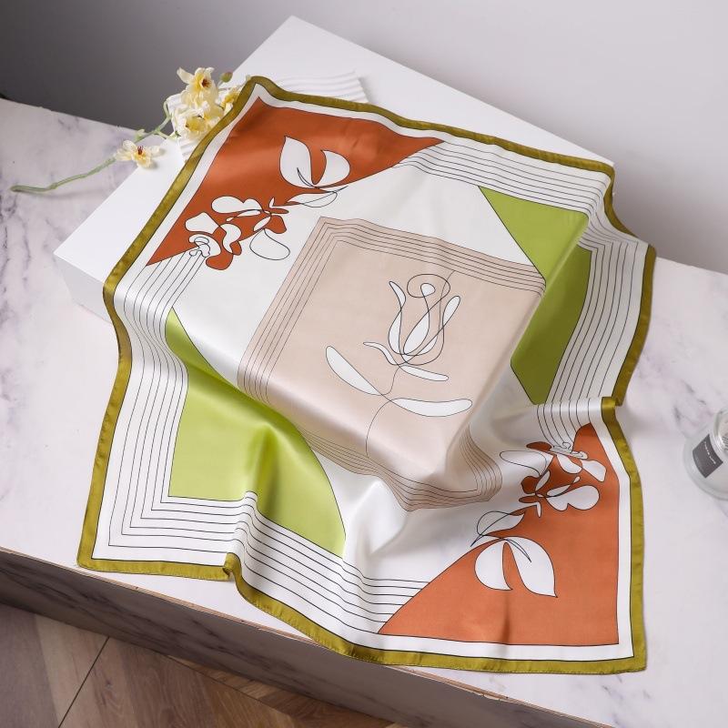 Luxury Printed Silk Scarf Women Simulated Silk Elegant Blue Versatile Headwear Bag Accessories Clothing Fashion Square Scarf