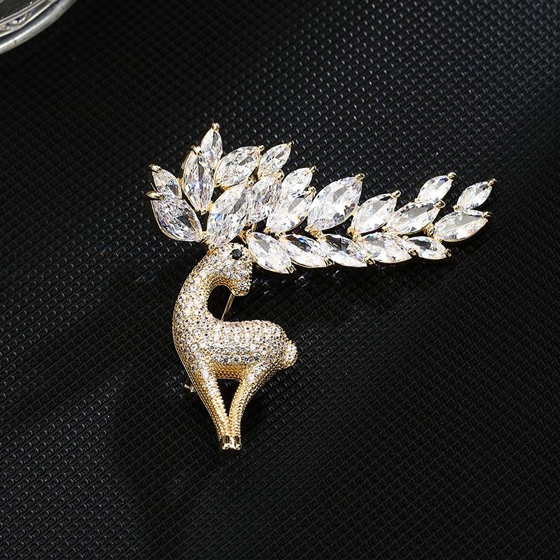 Брошь Big Horn Deer Circon Brooch High-End Sika Deer Brooch Buckle Pin Clothing Accessories Brooch
