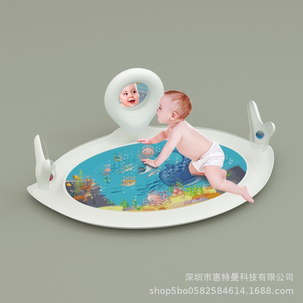 Коврик для тренировки ползания младенца: Надувная развивающая игрушка с ковриком-водянкой «Пеки-пеки» и игрой-зеркалом Ocean Shark