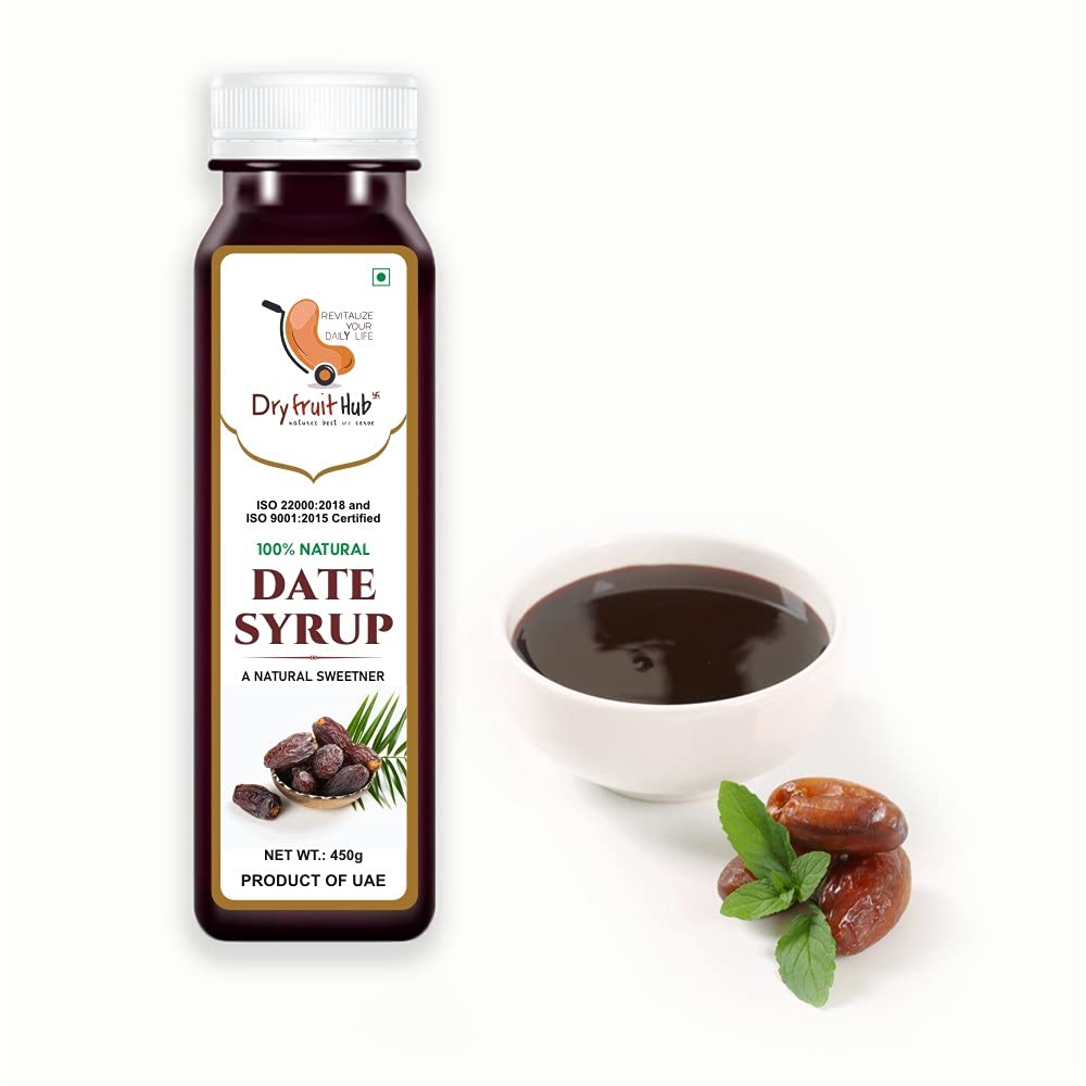 Dry Fruit Hub Date Syrup 450gm Natural Sweetener 100% Khajur Juice | No Added Sugar or Preservatives | Dates Syrup Ideal for Desserts, Panc