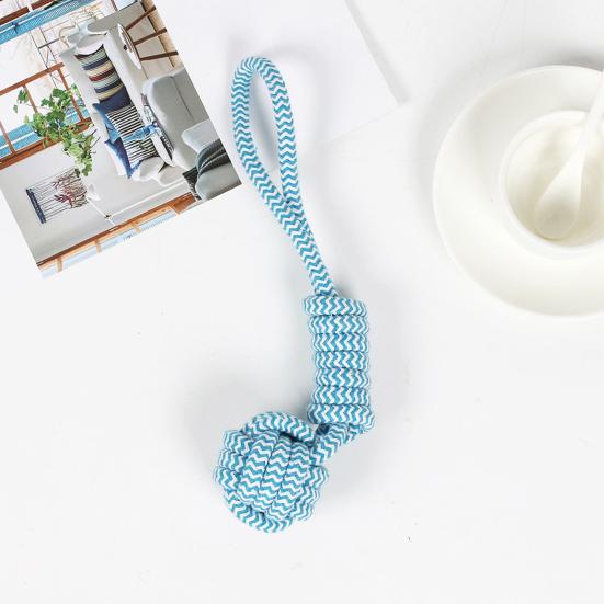 Dog Cotton Rope Toy Rope Knot Ball Chew Toy Interactive Tug-of-War Rope Toy with Grip Ring for Dogs Teeth Cleaning Boredom Relief
