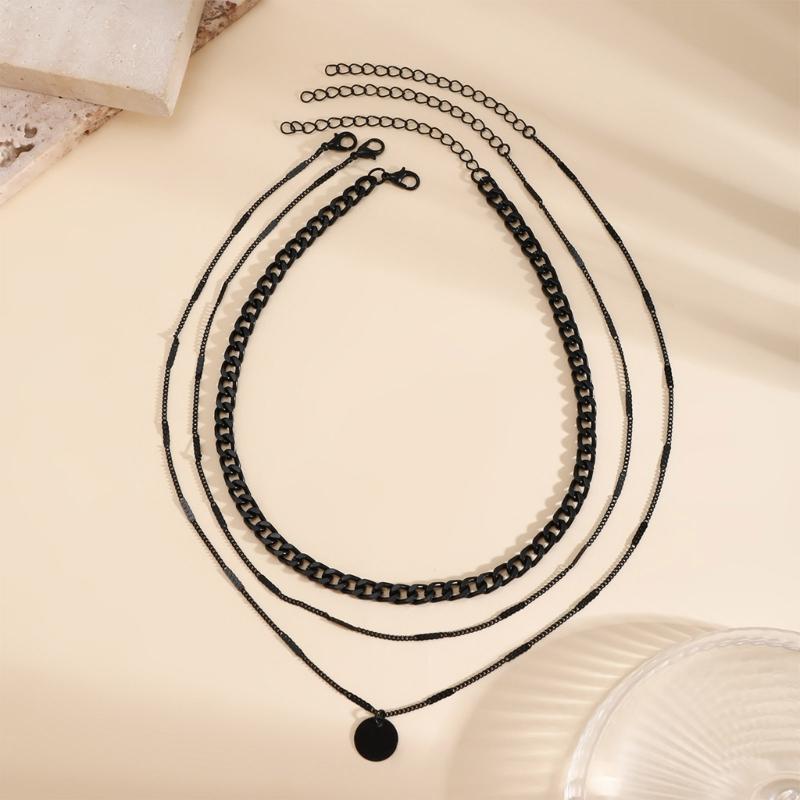 Modern Multi Layer Alloy Necklace Featuring A Combination Of Metal Sequins And Pearls For A Fashion Statement
