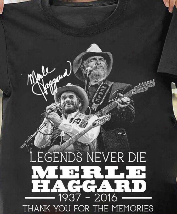 

26 Vintage Merle Haggard Memories Signed Men T-shirt Black Cotton All Sizes Unisex T-Shirt XXXL