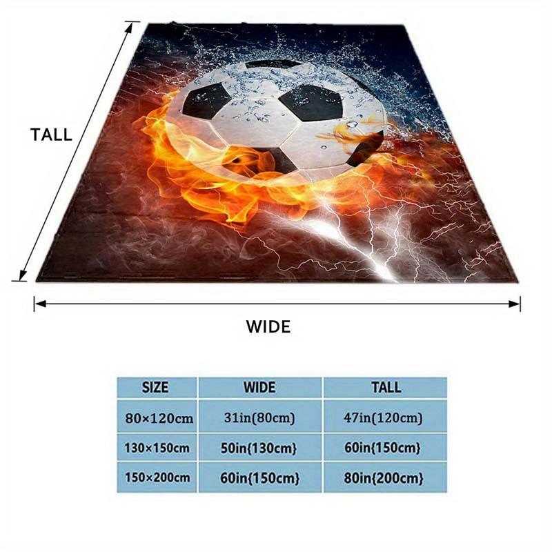 1pc Water Fire Football Thin Blanket Lightweight Flannel Throw Blanket For Sofa Bed Travel Camping Livingroom Office Chair Bed