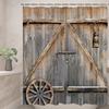 Farmhouse Barn Door Shower Curtain - Rustic Wood Plank Design 71x71 Inch, Waterproof Country Bathroom Decor with Hooks