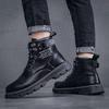 Men's Shoes Martin Leather Boots Velvet Cotton Shoes Leather Shoes Casual New High-top Men's Heightening Tooling Boots