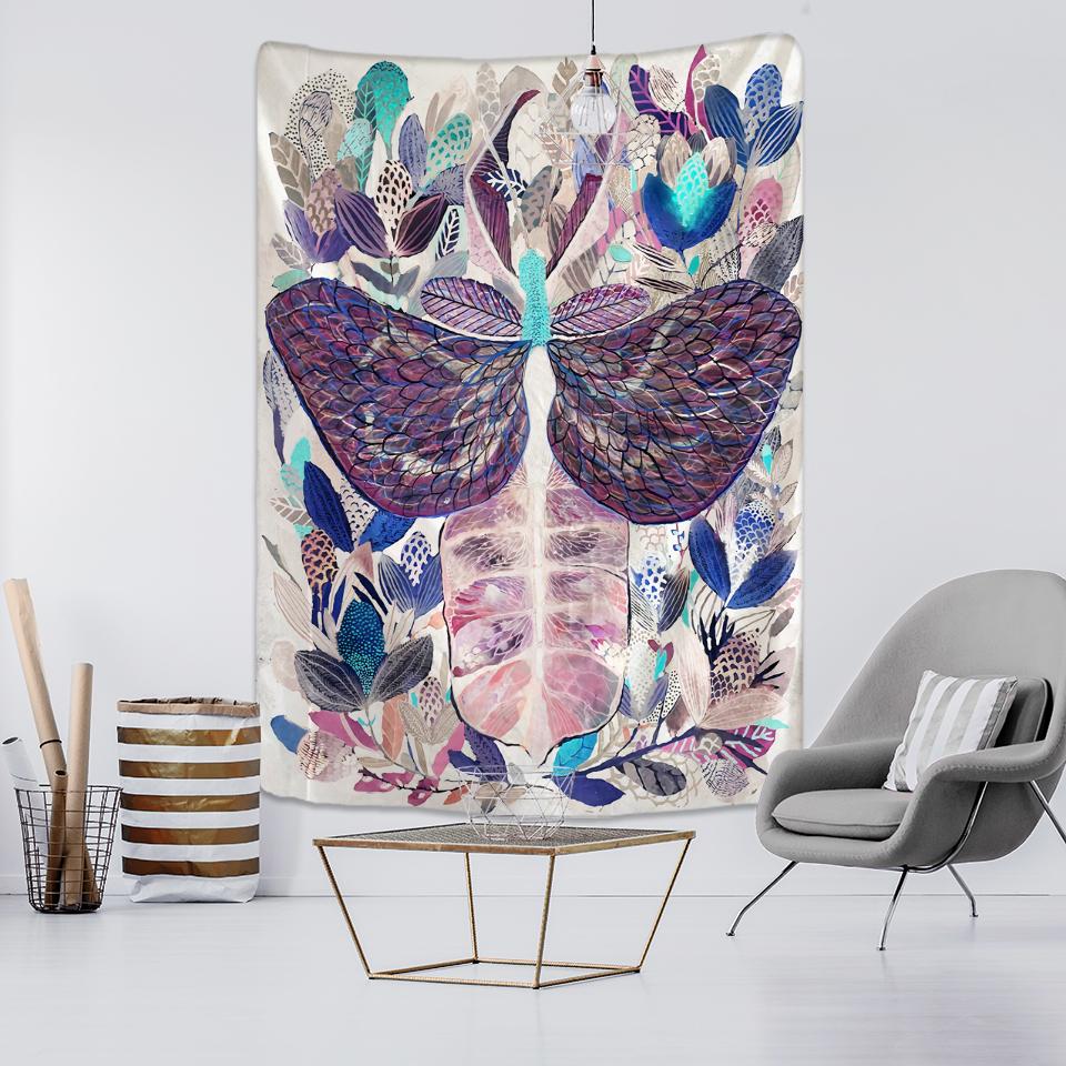 Nordic Psychedelic Butterfly Tapestry Wall Hanging Bohemian Hippie Witchcraft Tarot Science Fiction Room Home Decor