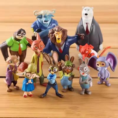 Neues 12-teiliges Set Zootopia Tiere Actionfiguren Spielzeug Hase Judy Hopps Fuchs Nick Wilde Film Kinder Geschenk Sammlung Figuren