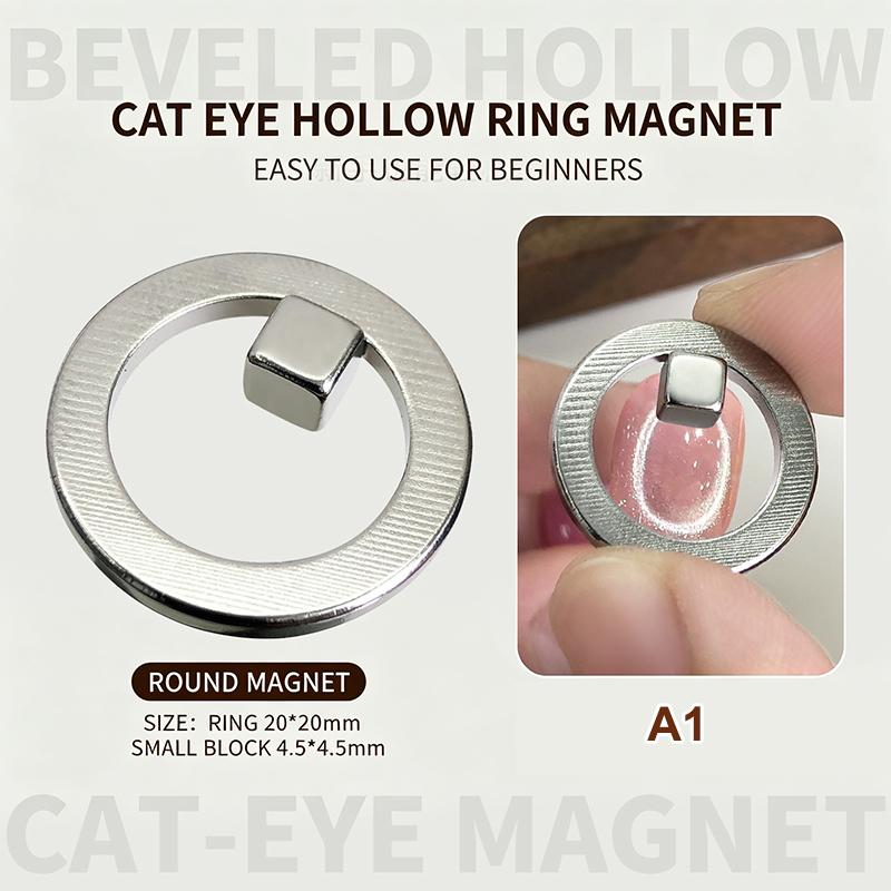 Black Hole Cat Eye Nail Magnet – Hollow Ring Design for Magnetic Gel Polish, Creates 3D Suction Effect, Manicure Tool for Cat Ey
