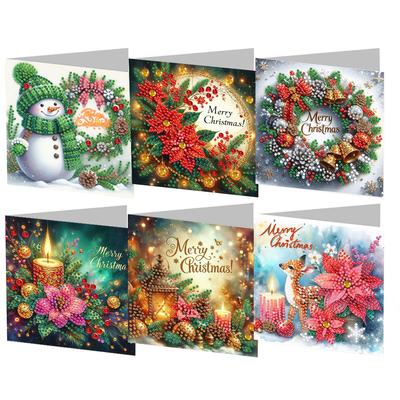 6Pcs Christmas DIY Diamond Painting Card Special Shape Birds Diamond Drawing Card Diamond Painting Greeting Card for Adults Kids