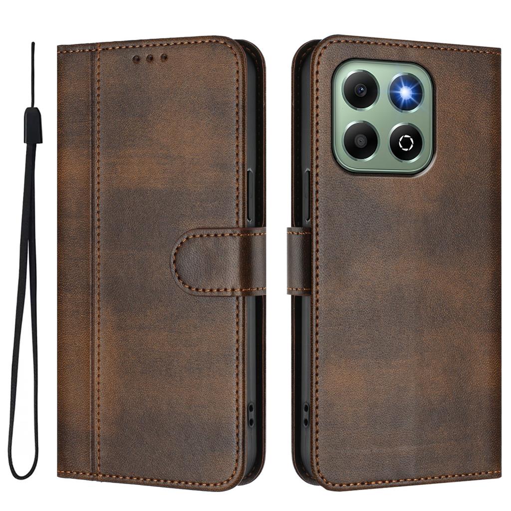 For Honor X6b 4G Cases Wallet Stand Retro Texture Leather Phone Cover with Lanyard