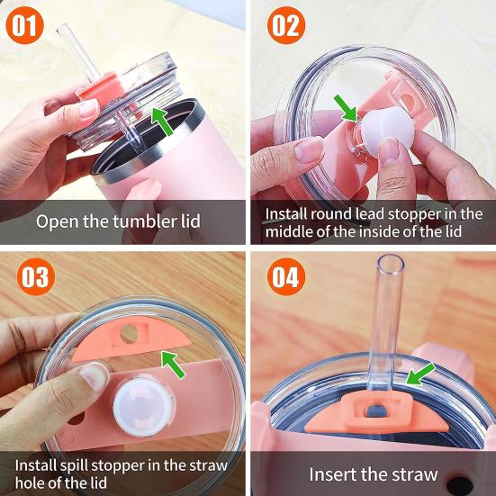 8 Stück Überlaufstopper aus lebensmittelechtem BPA-freiem Silikon, universell wiederverwendbar, Mini-Tumbler mit Griff, Strohhalm, Leckstopper, Becherzubehör