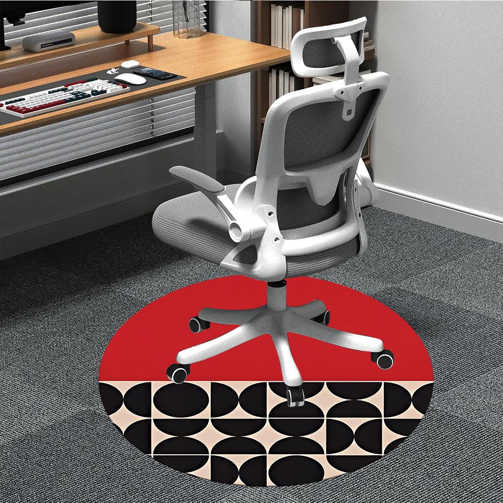 1pc Black and white Abstract Pattern Office Round Area Rug, Mat Suitable For Office, Under Office Chairs Bedroom Living Room Home Decor, Room Deco