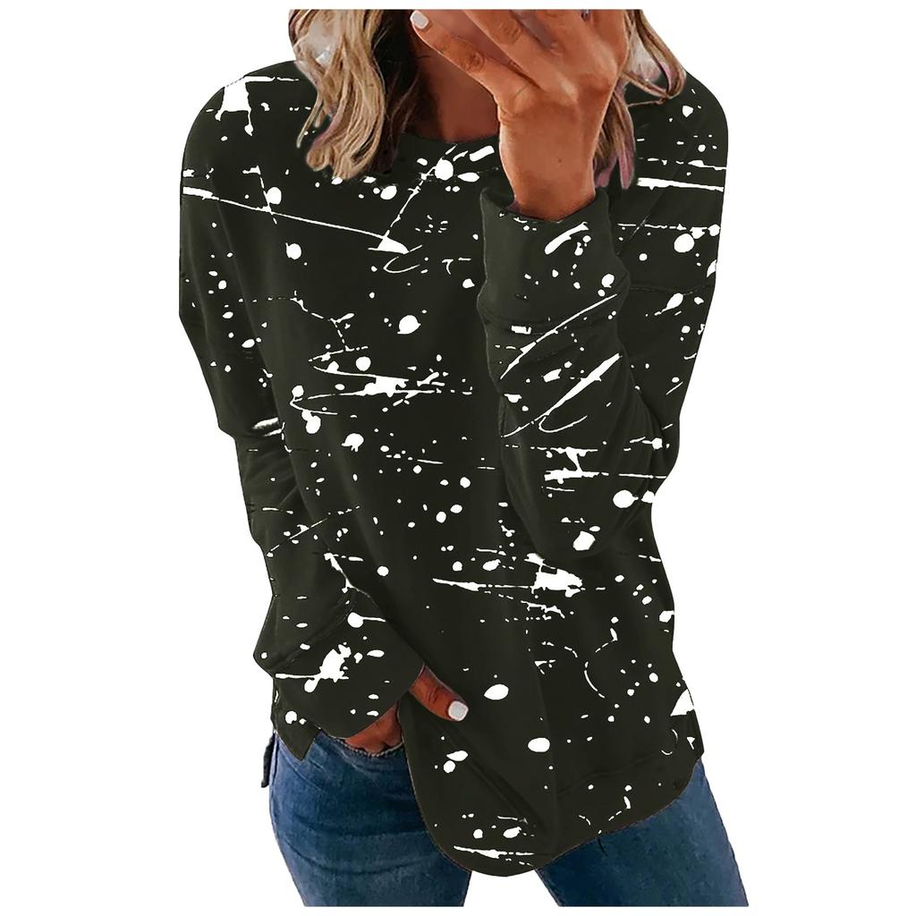 Women's Casual Fashion Halloween Print Long Sleeve Round Neck Pullover Top