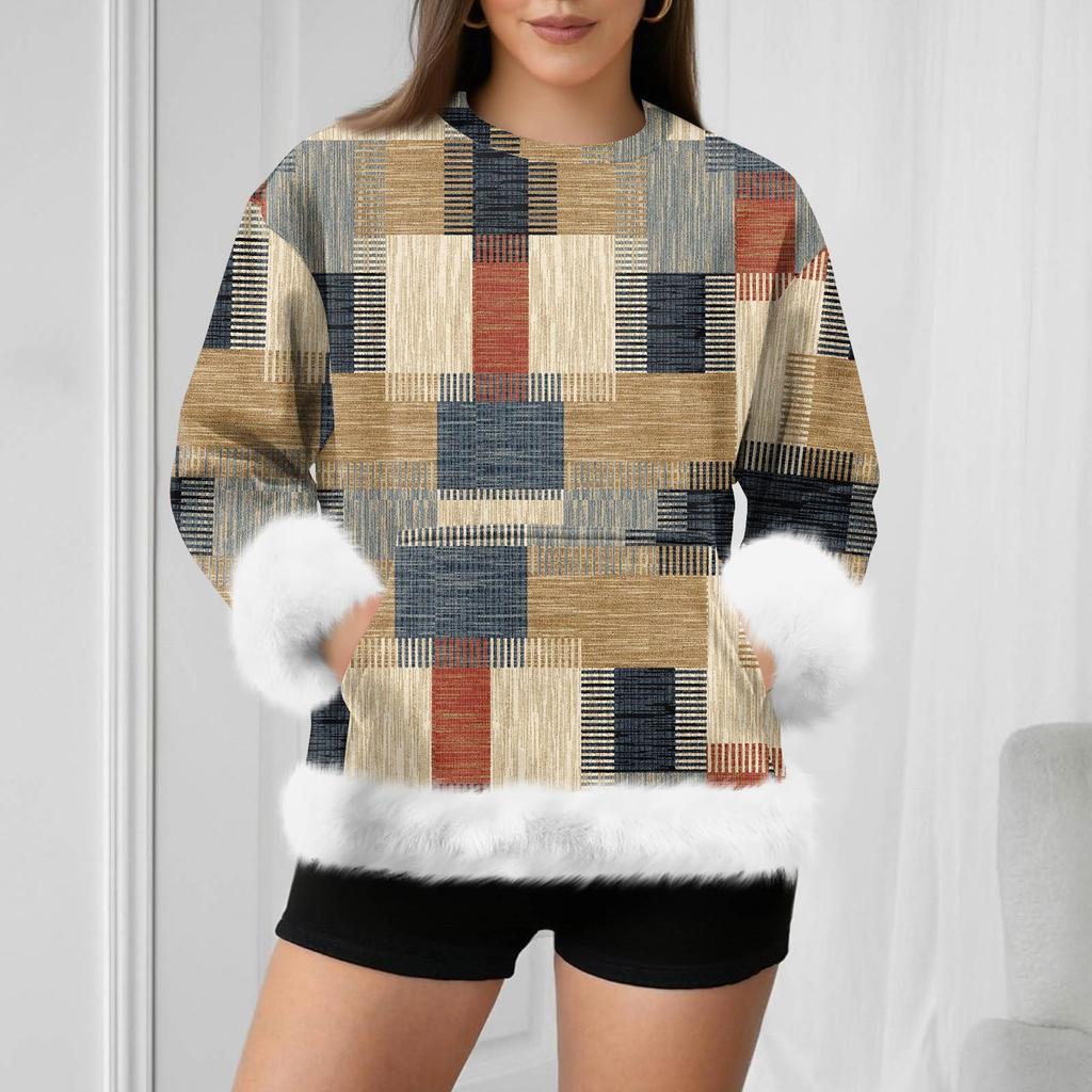 Women's Casual Fashion Retro Print Long-Sleeve Sweatshirt