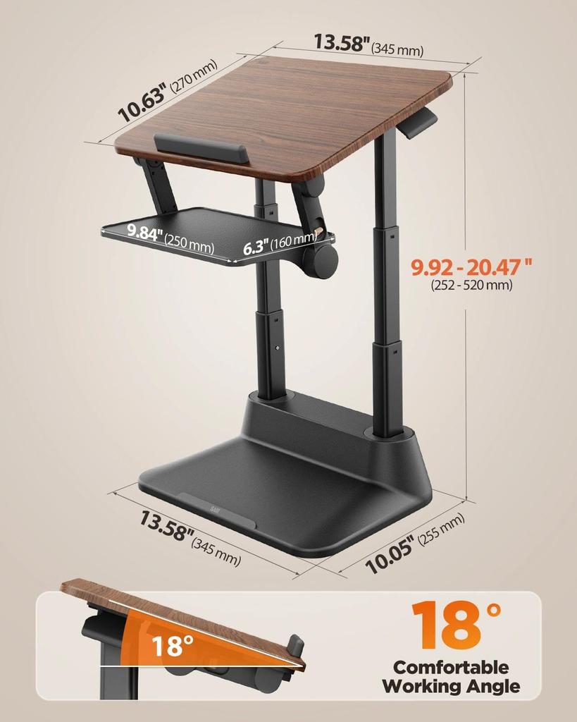 SAIJI Standing Laptop Stand for Stable Laptop Riser with Foldable Mouse 4 Height Adjustable Positions up to Improves MacBook Fits Inch Walnut Desks,