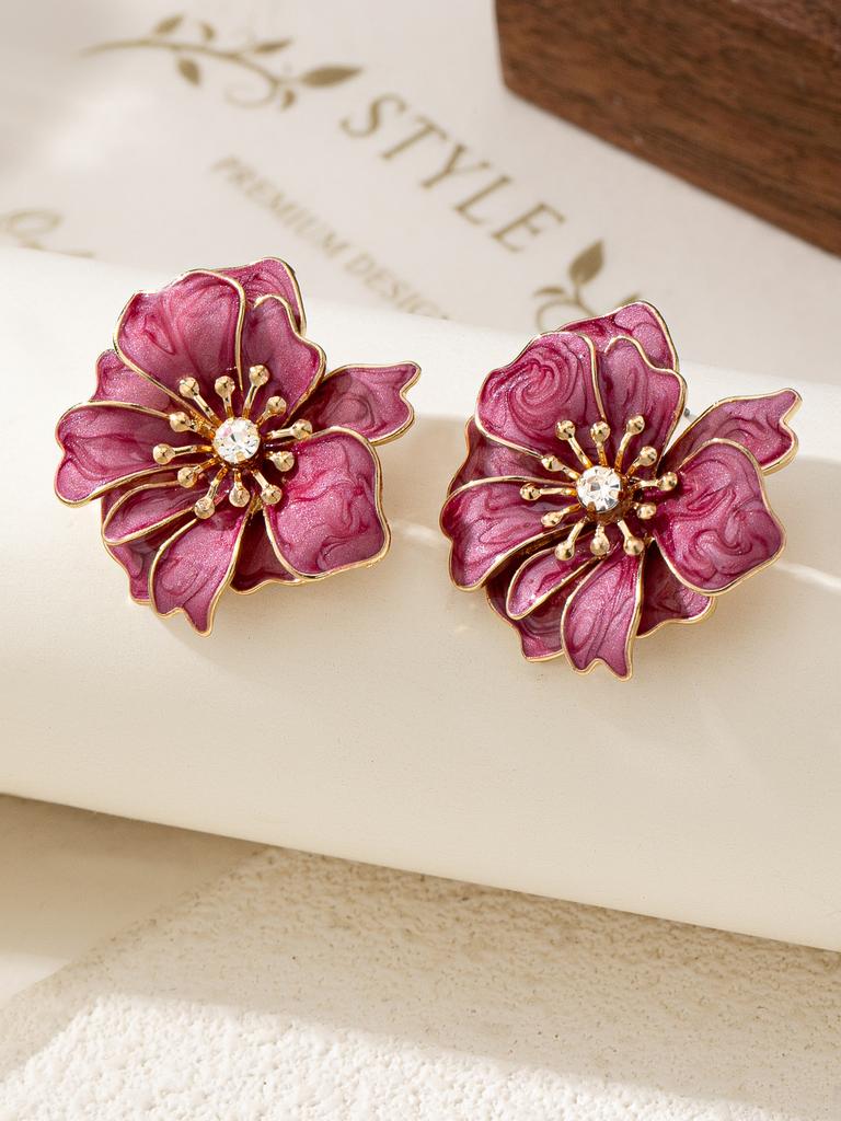 New Self-developed Enamel Flower Earrings, Simple and Exquisite Temperament, Small Stud Earrings, Xianfanqing