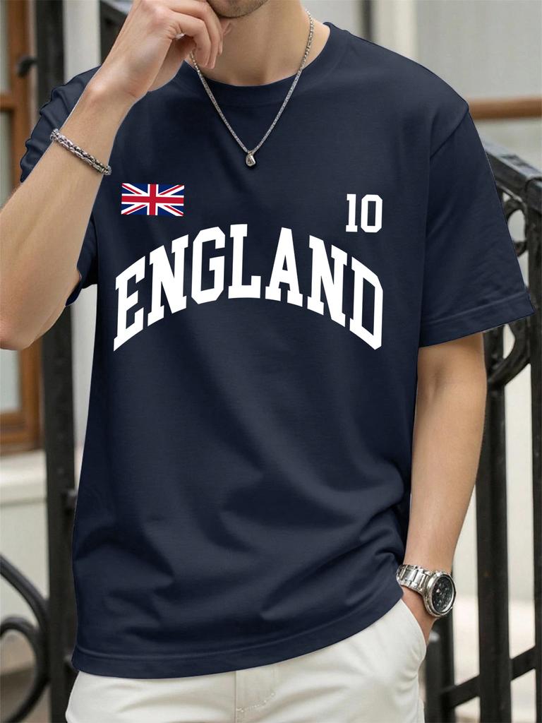 England Letter Uk Print TShirt For Men Cotton Summer T Shirts ONeck AllMatch Clothing Unisex Casual Loose Short Sleeve