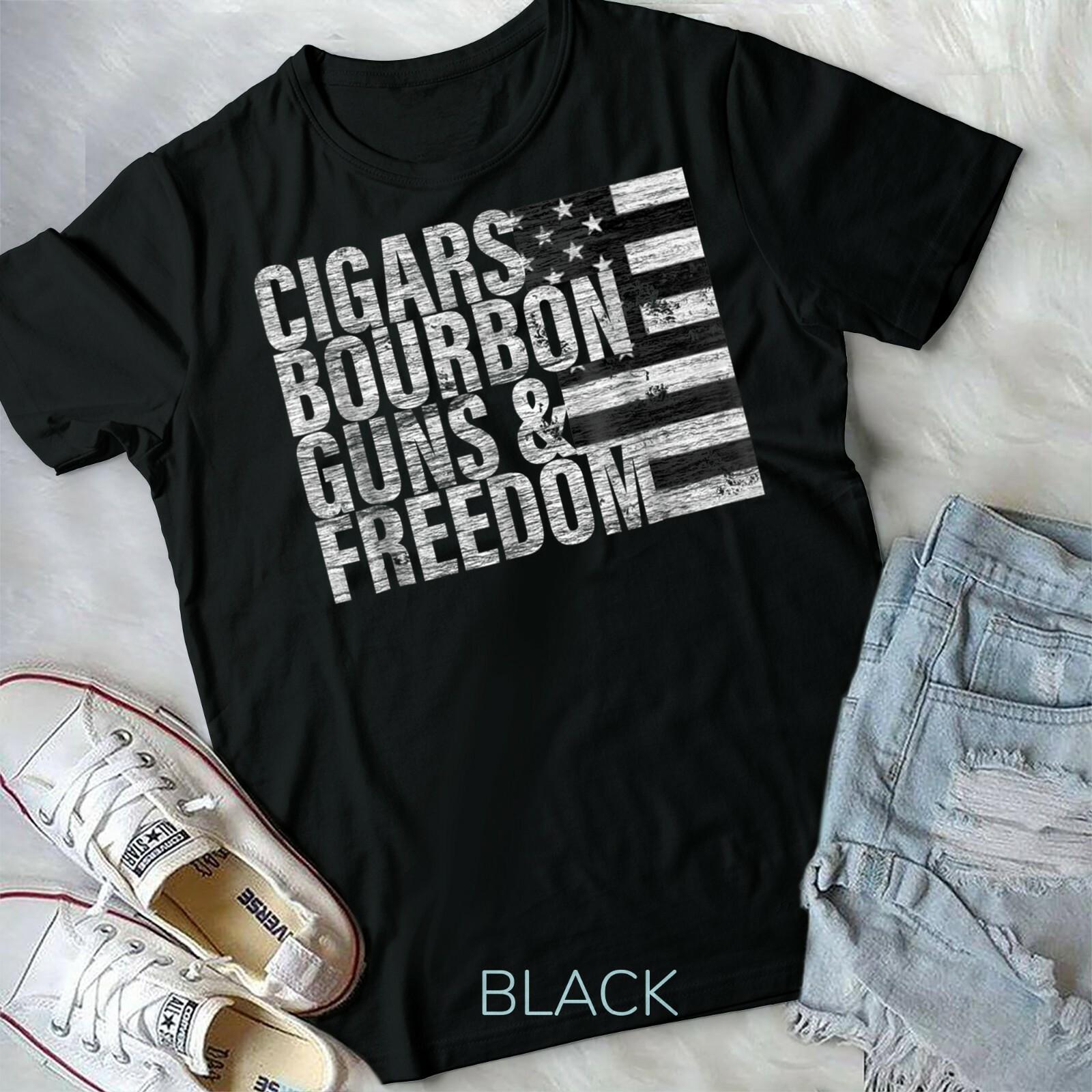 Cigars Bourbon Guns Freedom T-shirt Flag Unisex Form T-shirt XXXXL
