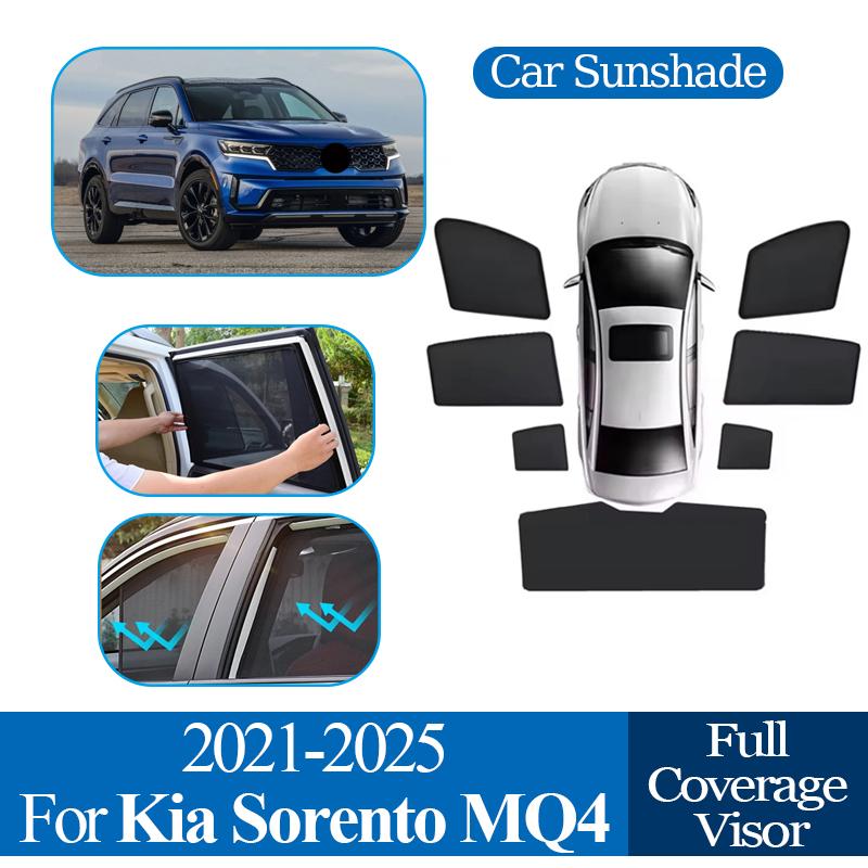 For Kia Sorento MQ4 -2024 2025 Car Magnetic Coverage Sunshade Window Visor Breathable Sunblocking Curtain Privacy Protection